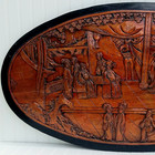 Oriental Asian Wood Carving Wall Art Hand Carved Wooden Sculpture Table Top Vtg
