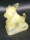 Vtg Boyd Art Glass-duke The Scottie Dog Satin Coral Swirl Black Light Reactive
