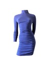 Express Sweater Dress Blue Knit Long Sleeve Mock Turtle Neck Bodycon Stretch Xs
