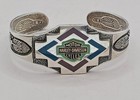Vintage Men   s Harley Davidson Black Hills Stamper Gold   Silver Feather Bracelet