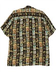 Vintage Mens Short Sleeve Shirt Size 39 40 Medium Black Floral Viscose Jm35