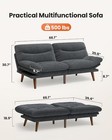 Convertible Futon Sofa Bed 66  Corduroy Couch With Adjustable Backrest Armrests
