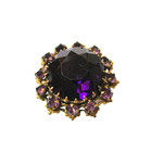Antique Hatpin Amethyst Glass Flower Rhinestone Frame