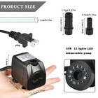 10w 160gph Submersible Fountain Pump With Led Light For Outdoor Pond Fish Tank