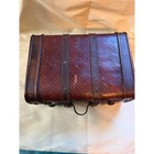 Vintage Style  Wooden Treasure Chest Trunk Brown Quilted Leather Steampunk Decor