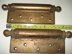 Antique Pair Brass Plated 6 1 2  Heavy Metal Bommer Spring Hinges  Screws 1892