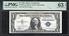 1935  1 Silver Certificate Plain L-a Block Fr 1607  Pmg 63 Epq 71477