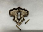 Vtg Pa House Escutcheon Keyhole Cover Bright Brass With Original Brass Nails