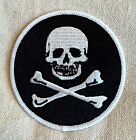 Round Pirate Patch Jolly Roger Black Skull Crossbones Embroidered Iron Skeleton