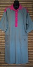 Vintage 70s 80s Womens Xl-1x 14 16 Pink Gray Button Up Midi Shirt Dress Pockets