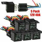 5pcs 5pin Car Automotive Spdt Relay Switch Harness Socket Waterproof 40a 12v Dc