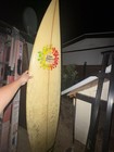 Dick Brewer Shortboard Surfboard Yellow Single Stringer Floral Graphic