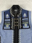 Vintage Icelandic Design Vest Womens Small Blue Wool Nordic Folk Teacher Boho