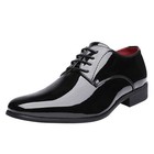 Men s Faux Patent Leather Tuxedo Dress Shoes Classic Lace-up Formal Oxford