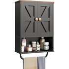 Wall Mount Bathroom Cabinet Dual-door Organizer Adjustable Shelf Towel Bar New