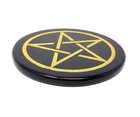 Wiccan Pagan Witchcraft Black Agate Pentacle Altar Tile  Charging Plate New