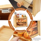 2-layer Bamboo Bread Box  Countertop Storage With Window  Kitchen Organizer