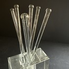 Vtg Lot Of 6 Solid Clear Glass Cocktail Stirrers Swizzle Sticks 8 25    Barware