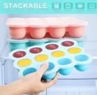 Silicone Baby Food Storage Containers W  Lids  Freezer Safe  Blue Pink Green 3