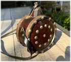 Antique Spanish Studded Wooden Drum Canteen Wrought Iron Banded Rustic Vessel