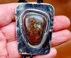 1950 s Old Pawn Navajo Handmade Sterling Silver   Brown Jasper Stone Bolo Tie