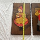 1960   s European Folk Art Wooden Relief Plaques German Hand Painted  212