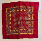 Vtg Men s Classic Silk Pocket Square Handkerchief - Red Border - 17 X 17