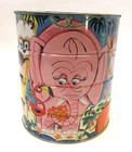 Vintage 60s Folgers Coffee 3 Lb Size Tin Can Jungle Safari Animals Pink Elephant