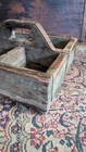 Best Antique Early Primitive Wood Cubby Tote Carrier Old Blue Green Paint 10 