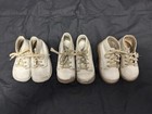 Vintage Edwards White Leather Infant Hard Sole Walking Shoes 3 Pair