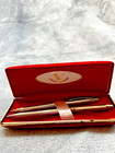 Vintage Centennial Ball Point Pen And Mechanical Pencil Set Gold Tone Red Box