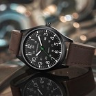 Men Quartz Wrist Watch Leather Strap Military Style Date Waterproof Outdoor Gift