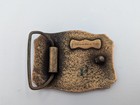 Vintage 1970 s Brass New England Belt Buckle Indiana Metal Craft Embossed 