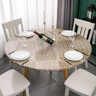 Round Vinyl Fitted Tablecloth With Flannel Backing Elastic Table Cloth Waterproo