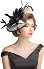 Sinamay Fascinator Hat Floral Feather Pillbox Derby Hats For Women Wedding Tea P