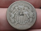 1865 Two 2 Cent Piece- Plain 5  Chocolate Brown  Good vg Details