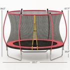 10ft Outdoor Trampoline With Net Enclosure  Curved Poles  Red