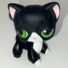 Authentic Lps Littlest Pet Shop  55 Long Hair Cat Black White Tuxedo Green Eyes