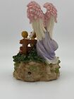 Wind Up Music Box Fairy Guardian Angel W  2 Children On Bench By Laying Puppy