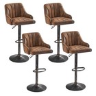 Set Of 4  Bar Stools Swivel Adjustable Counter Kitchen Leather Back Pub Chairs