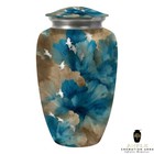 Blue Floral Cremation Urn Adult Aluminum Memorial Urn For Human Ashes Butterfly