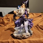 Purple Fantasy Wizard Figurine Statue W  Staff  Skull   Crystal Ball