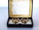 Gold Plated Oval Claddagh Cufflinks With Connemara Marble Hearts