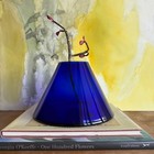 Vintage Hand Blown Conical Cobalt Blue Glass Vase