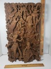 Vtg Hand Carved Balinese Cempaka Wood Sculpture Hindu Panel Bali Relief Art 3d