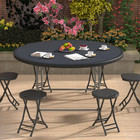 Os Motor 4 5ft Round Folding Table With Carry Handle  54 Inch  Black   Portable 