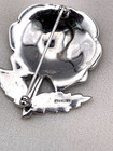 Vintage Sterling Silver Rose Brooch Faceted Marcasite Pin 1 5 Inches