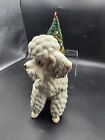 Vintage Relpo Japan White Poodle Dog Planter Ceramic Cracks Christmas Tree