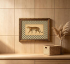 Vintage Gold Framed Leopard Wall Art  Antique Botanical Animal Canvas Print  Flo