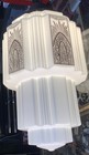 Antique Rare 1930   s Art Deco Skyscraper Milk Glass Pendant Light Works Beautiful